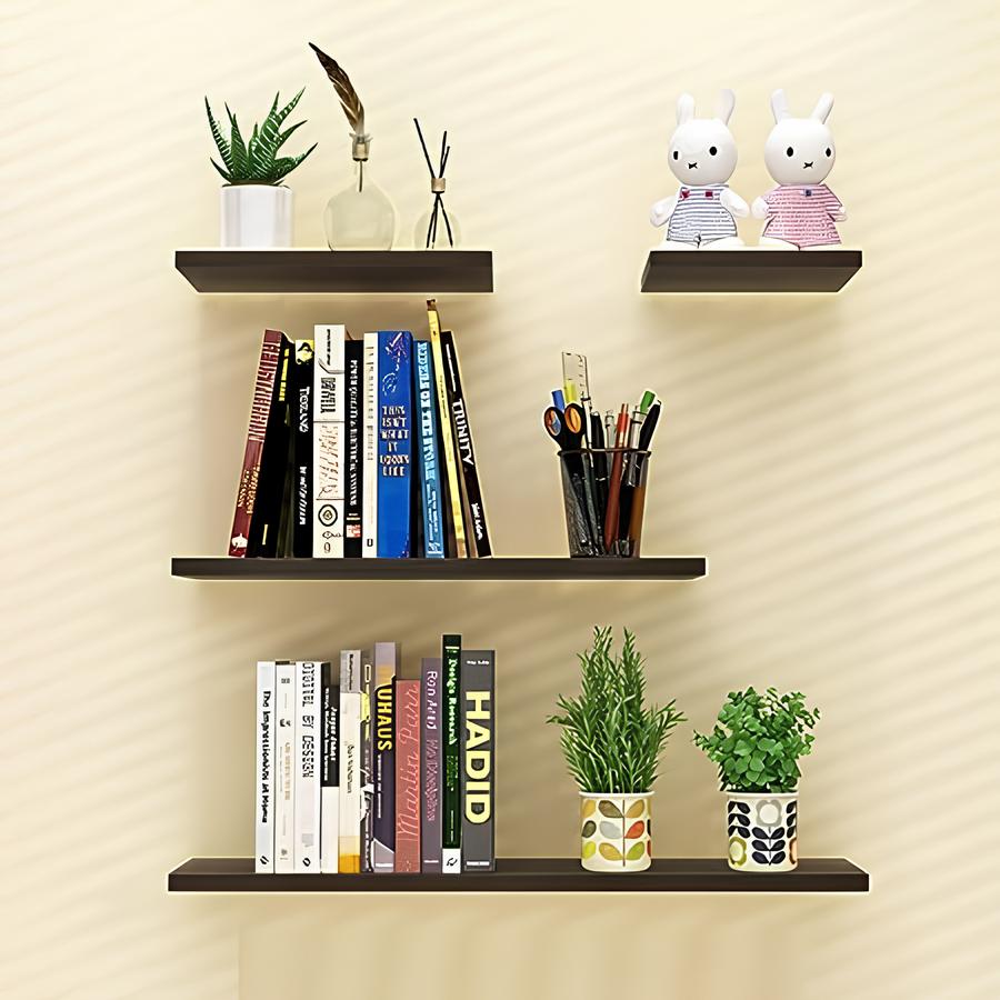 Space-Saving Floating Wall Shelves for Home & Office – Set of 4