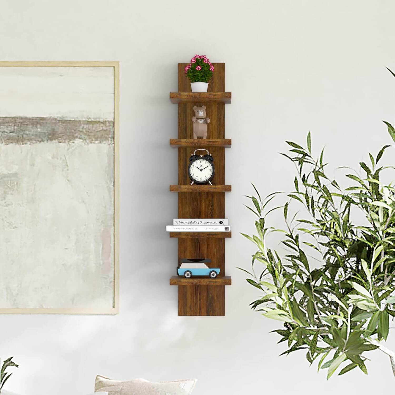 Modern Wall Mounted Wooden Shelves - 5-Tier